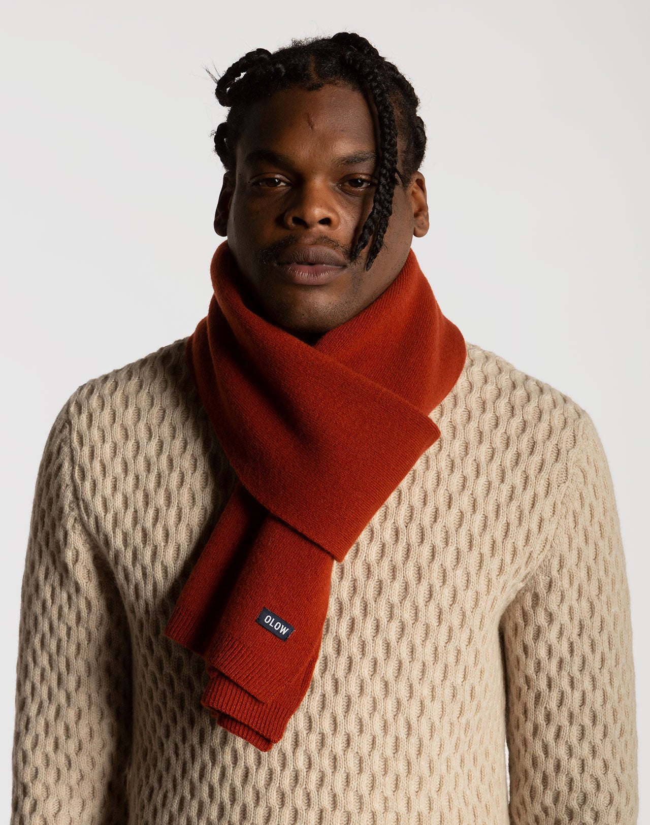 Horn Wool Scarf - Terracotta