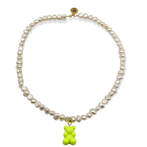 Bella Riley Neon Gummy & Freshwater Pearls Necklace By