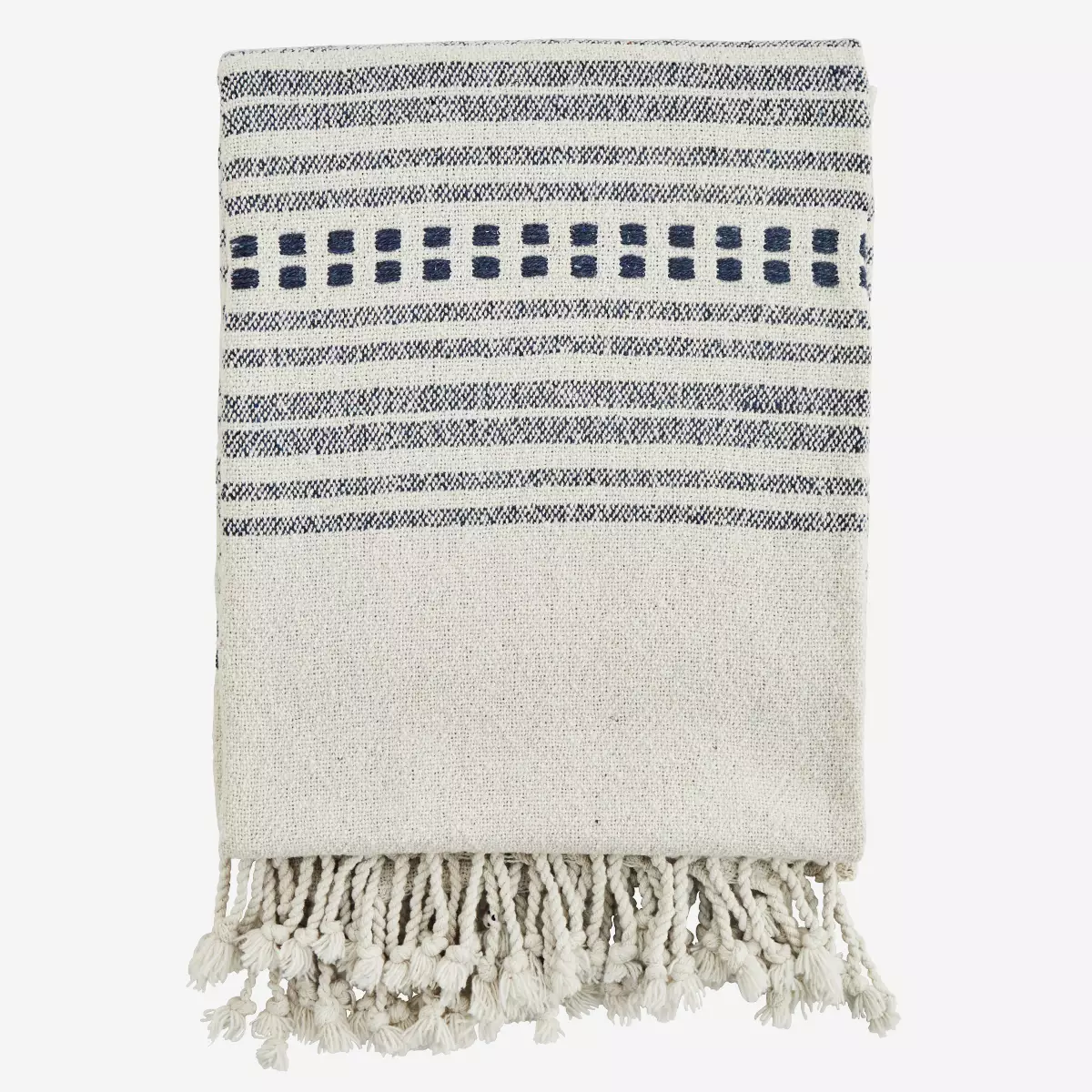 Striped Woven Throw with Fringes