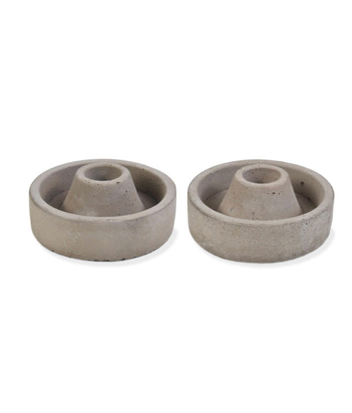 Cement Short Candle Holders - (set Of 2)