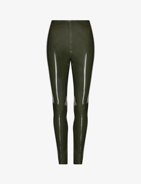 Faux Patent Leggings - Olive