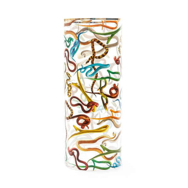 Seletti "vaso In Vetro Toiletpaper Diam. Cm. 20 H.50 Snakes Art. 14201"