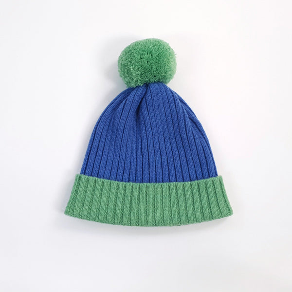 Crosswise Ribbed Beanie With Pom - Springtime & Tahiti