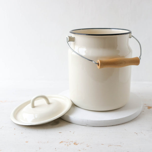 Enamel Compost Caddy - White