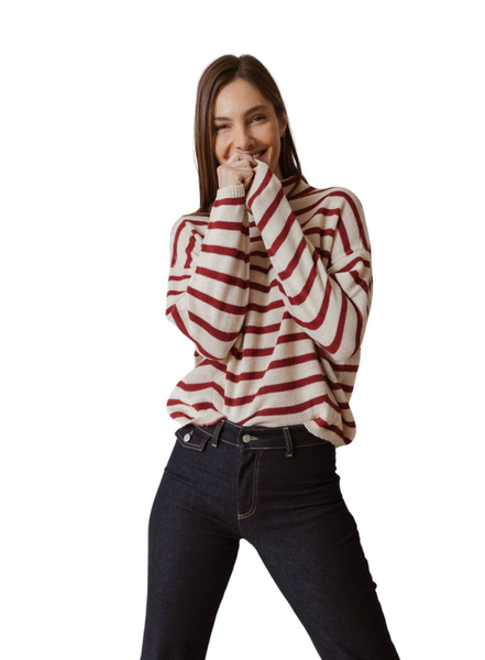 Indi & Cold Crudo Roll Neck Striped Sweater From