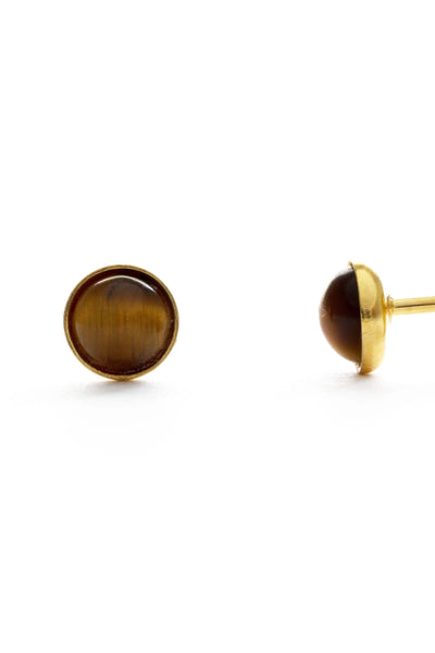 4mm Tigers Eye Gold Plate Studs