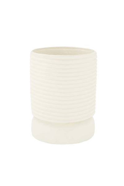 Zusss Polystone Pot Met Ribbels Off White