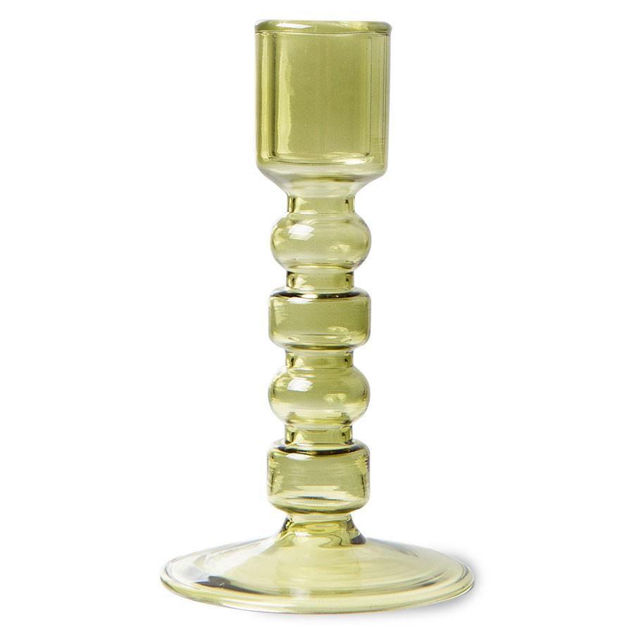 HK Living Medium Olive Green Glass Candle Holder