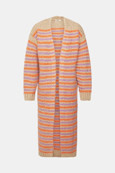Long Cardigan In Orange And Lilac