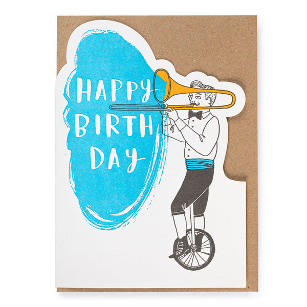 Happy Birthday Trombone - Letterpress Card