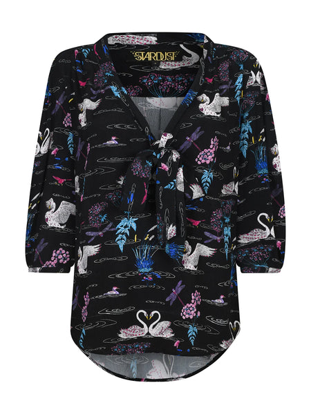 Candy Blouse Swan Print