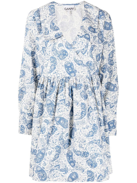 Paisley-Print Cotton Wrap Dress