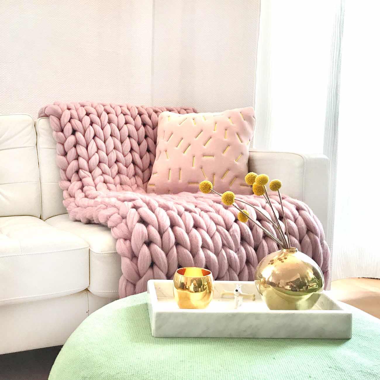 adorist Wolldecke Cosima Chunky Knit, Pale Pink