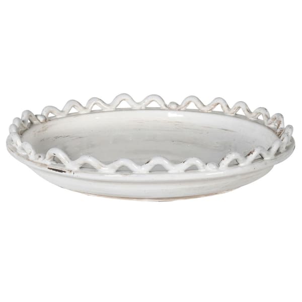 THE BROWNHOUSE INTERIORS WHITE CERAMIC WAVE PLATE 