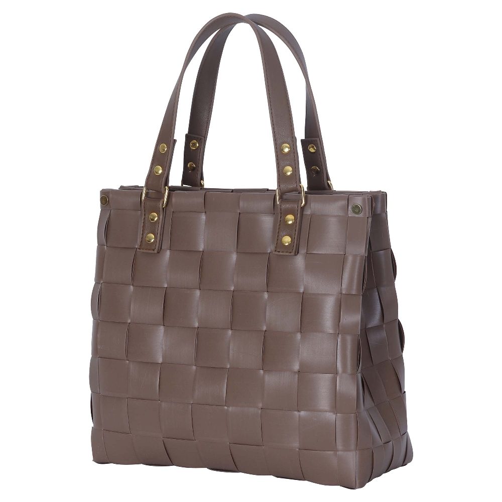 Handed By Charlotte Design Handbag With A Fat Strap Handle In Hazel Brown Size Xsmall With Pu Handles