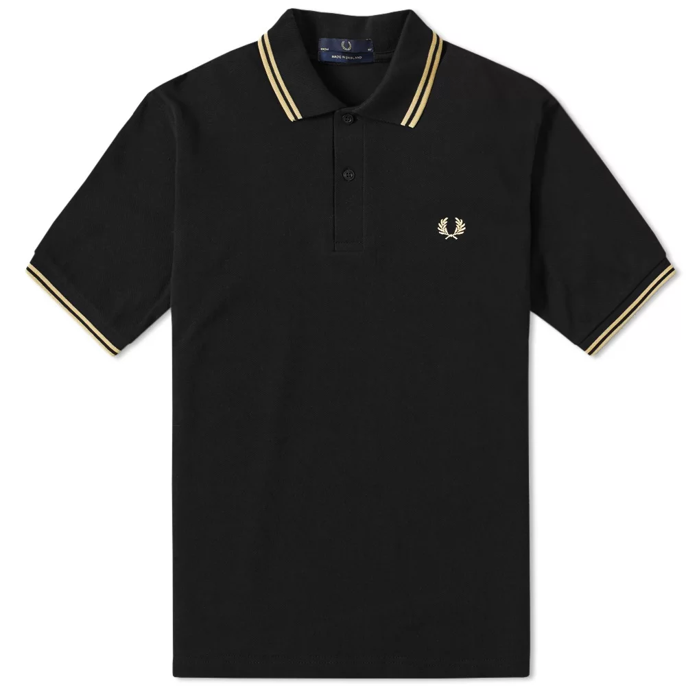 Fred Perry Fred Perry Reissues Original Twin Tipped Polo Black & Champagne