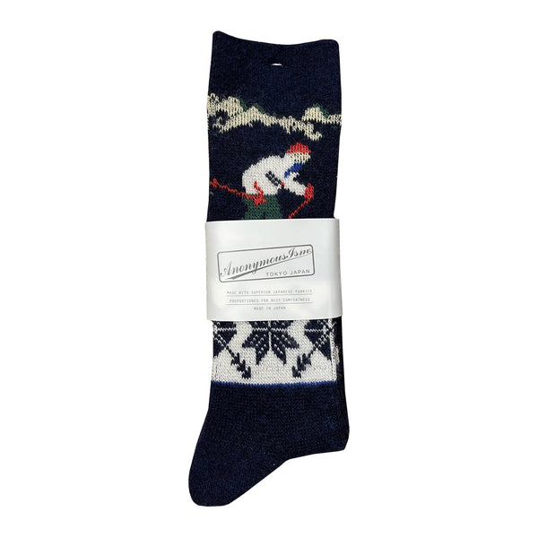 Ski Jacquard Crew Sock Navy