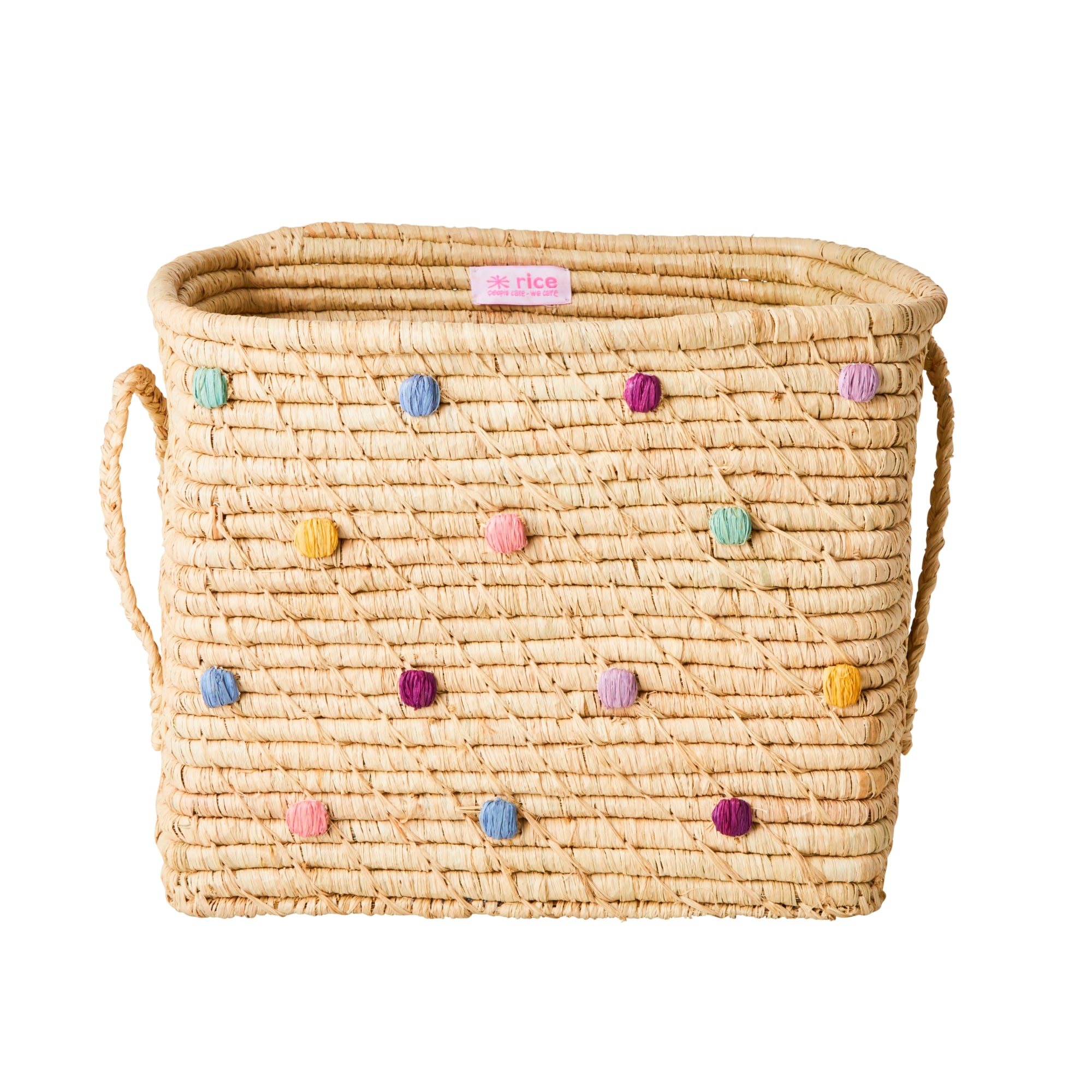 Basket in raffia - polka dots