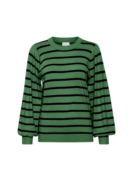 Kamala Knit Pullover In Green/black Stripe From