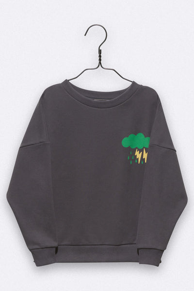 LOVE kidswear Tara Sweater In Anthracite With Little Cloud Embroidery For Kids