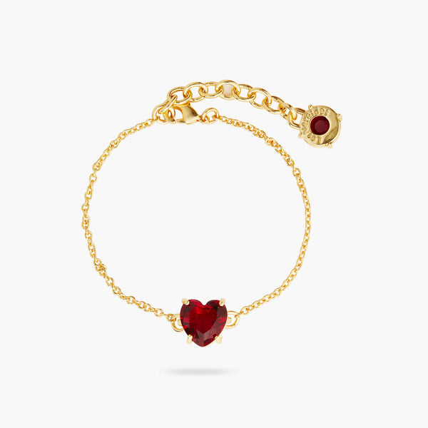 | Diamante Heart Fine Bracelet | Garnet Red