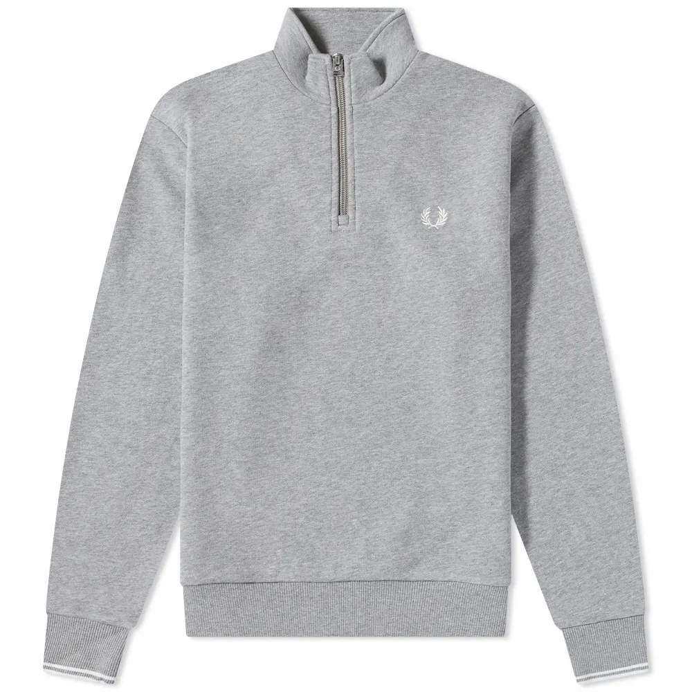 Fred Perry Fred Perry Half Zip Crew Sweat Steelmarl & White