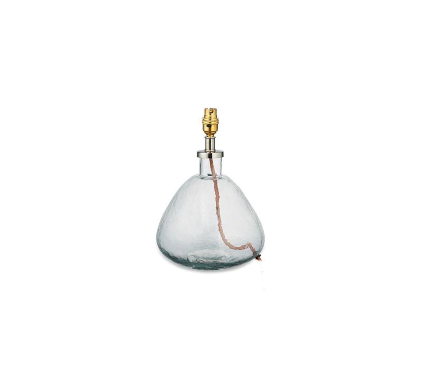 Nkuku Small Wide Clear Glass Baba Lamp with Small Dia Jute Lampshade