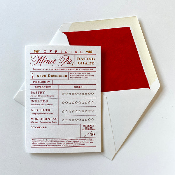Meticulous Ink Mince Pie Rating Christmas Card