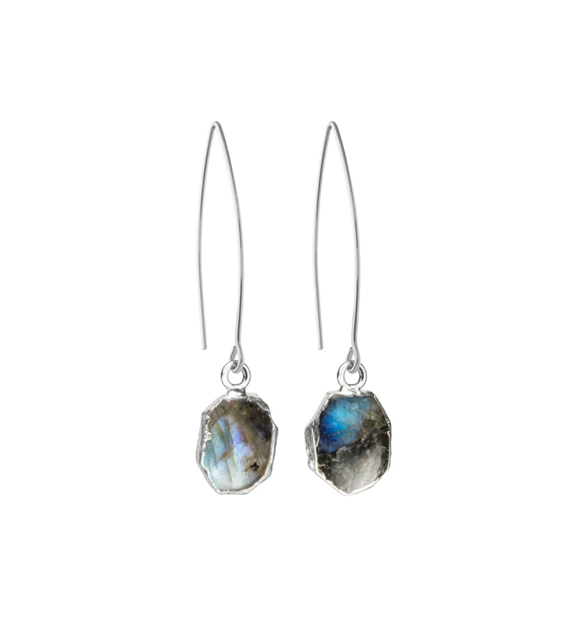 Silver Gem Slice Earrings