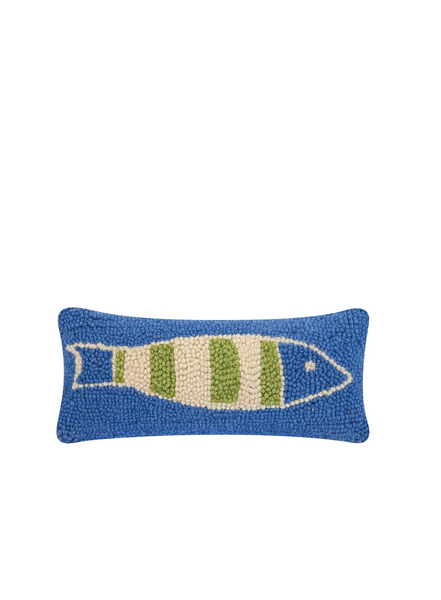 Blue & Green Picket Fish Hook Cushion From