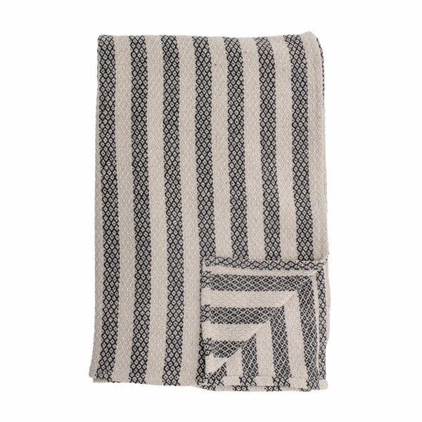 Kari Bedspread | Recycled Cotton Black Stripe