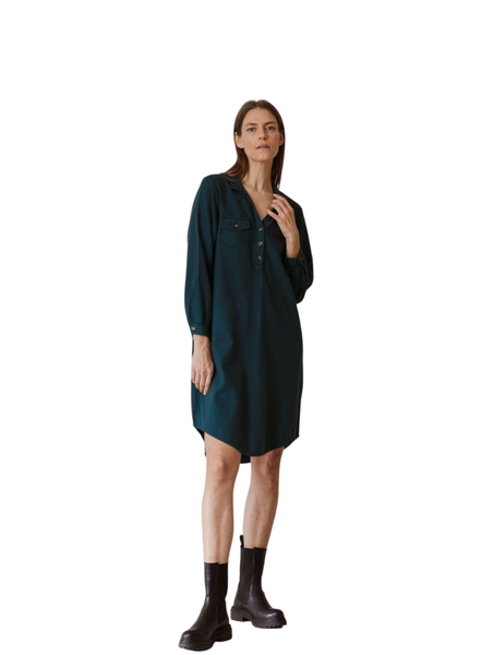 Indi & Cold Lyocell Shirt Dress In Prussian Blue From