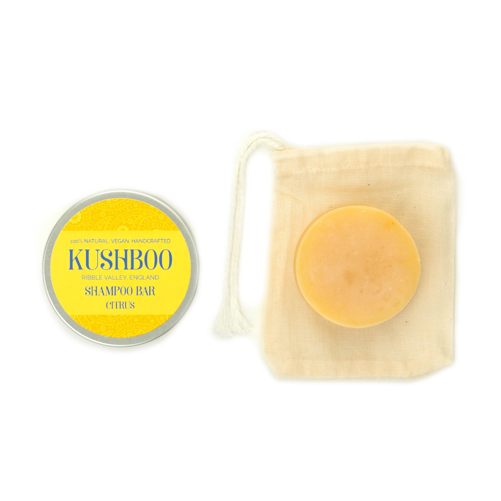 Kushboo Shampoo Bar In A Travel Tin 100% Handmade & Natural Made From Citrus