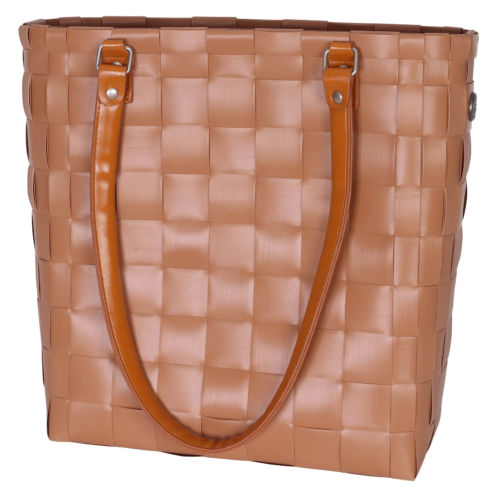 Handed By Soho Design Shopper Bag With A Fat Strap Handle In Cinnamon Size Xsmall With Pu Handles & Zip