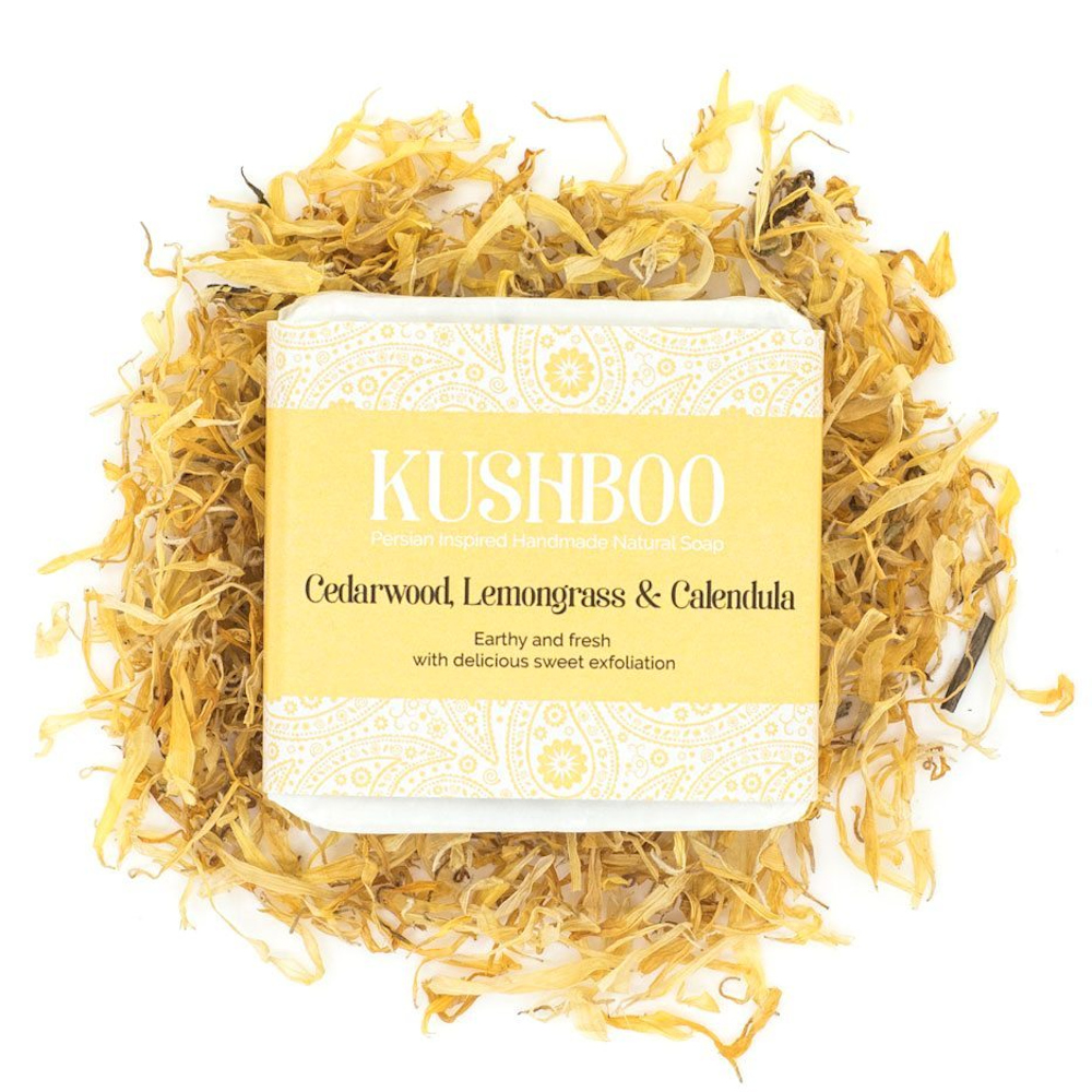 Kushboo Soap Bar For Hand Face & Body 100% Handmade & Natural Made From Pure Cedarwood Lemongrass & Calendula