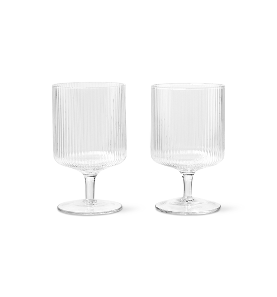 Set of 2 Clear Ripple Wine Glasses