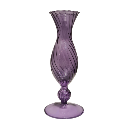 RAVIE Colored Glass Candlestick Purple Wave