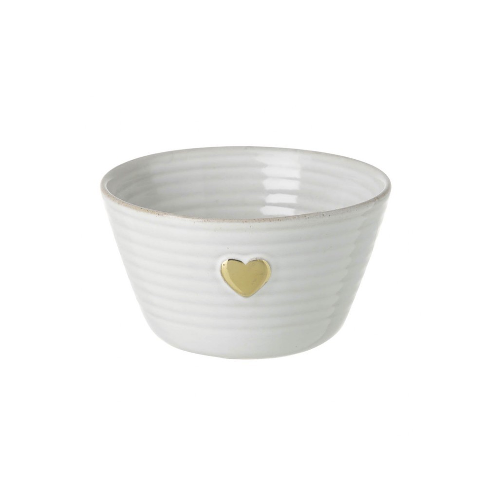 Scottie & Russell Small Gold Heart Cream Porcelain Bowl