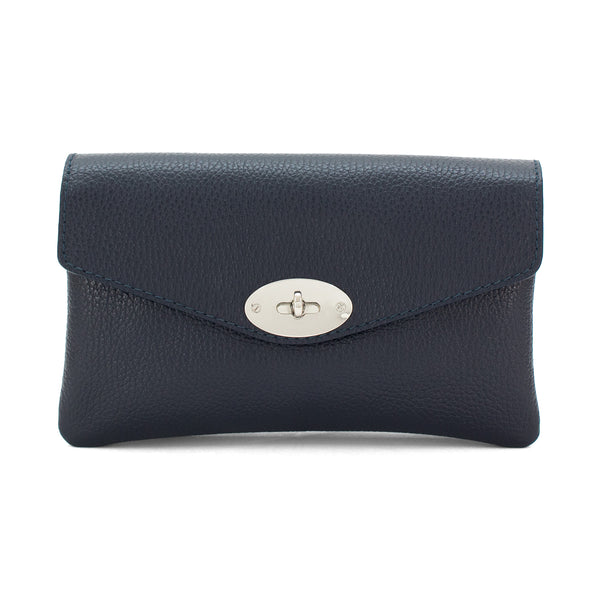 Soft Leather Clutch In Navy