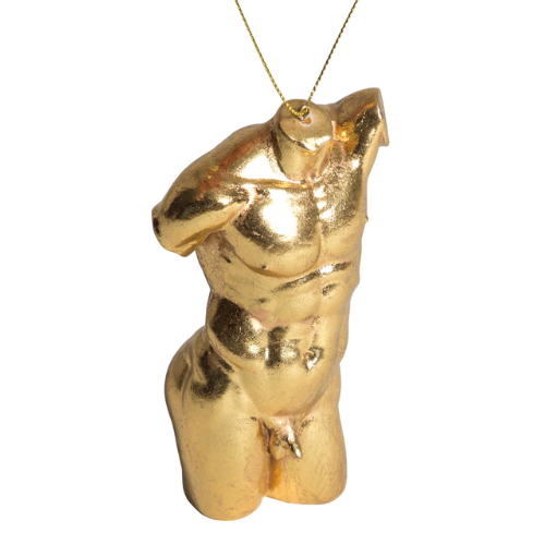 &Quirky Gold Male Torso Hanging Decoration