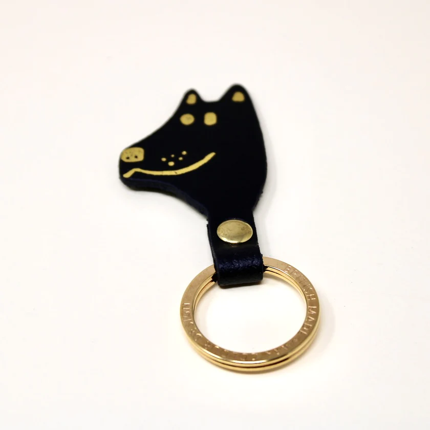 Ark Colour Design Dog Head Key Ring Fob : Black