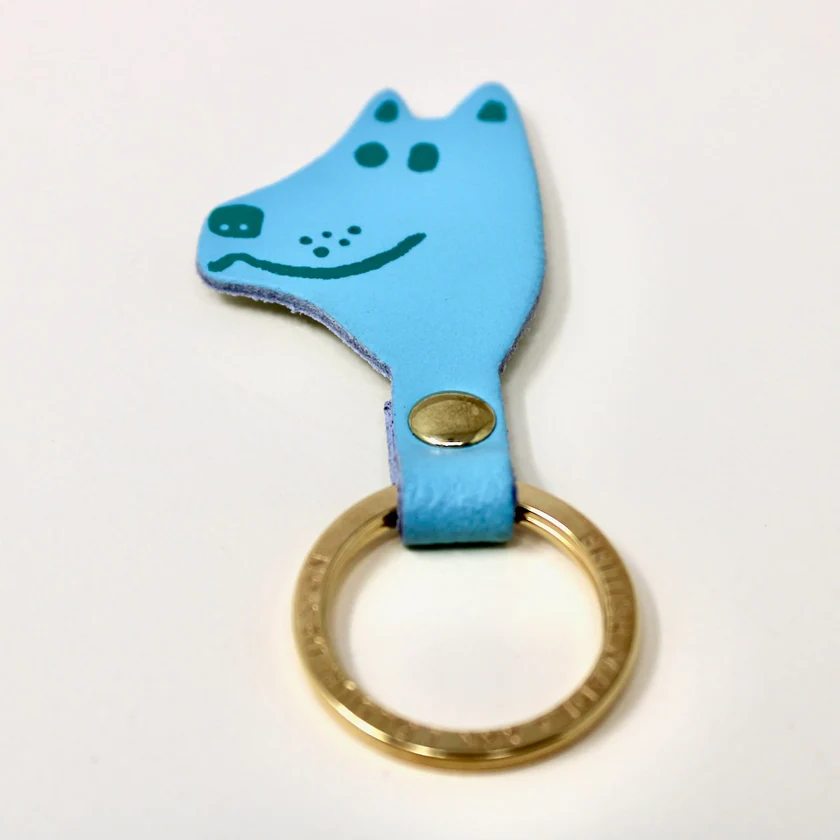 Ark Colour Design Dog Head Key Ring Fob : Turquoise