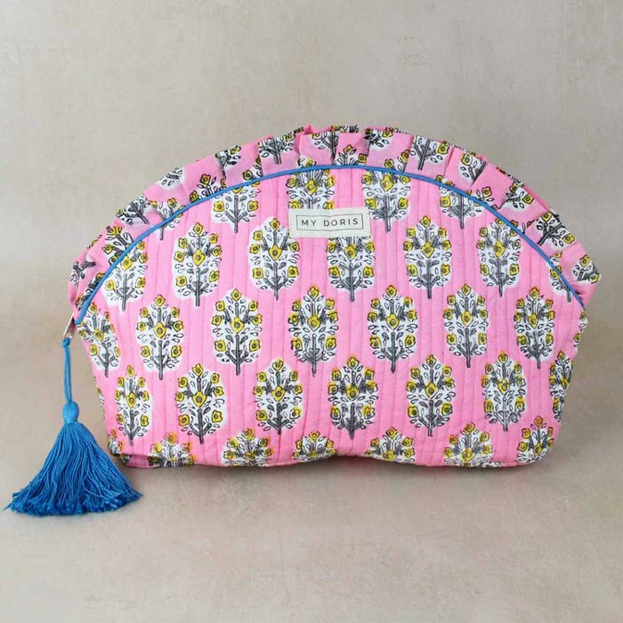 Pink Block Print Washbag