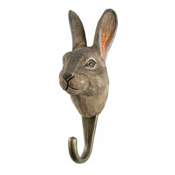 Wildlife Garden Wood Handcarved Hook Hare