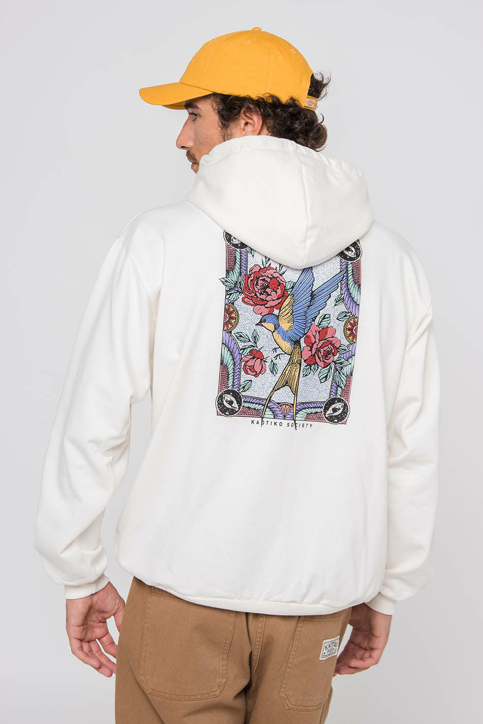 Hooded Sweatshirt "bird" - Beige