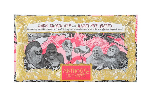 ARTHOUSE Unlimited Gorillas Chocolate Dark Chocolate with Hazlenut Pieces 100g