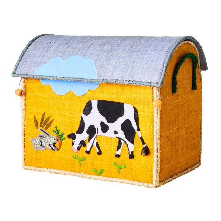 rice Rice Raffia Toy Storage Basket: Farm Theme