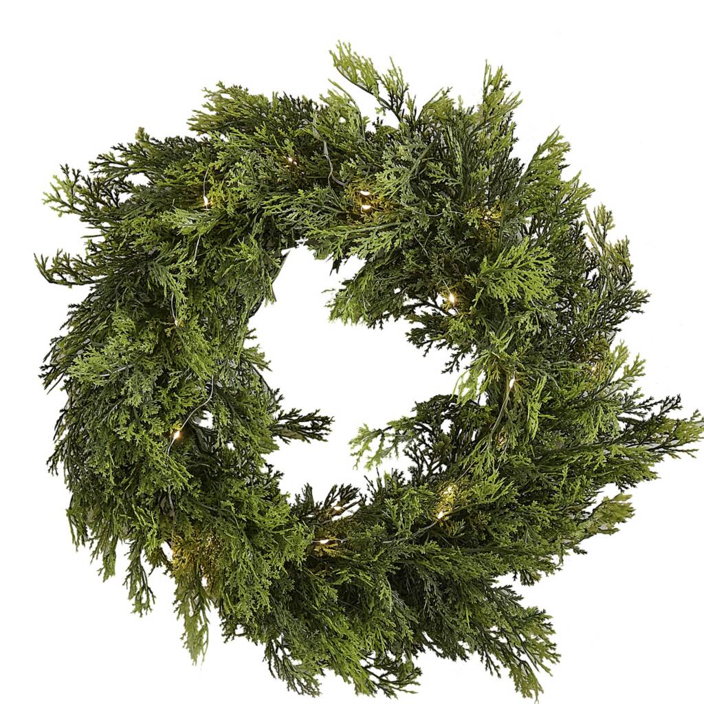 cedar-pine-foliage-christmas-wreath-with-lights