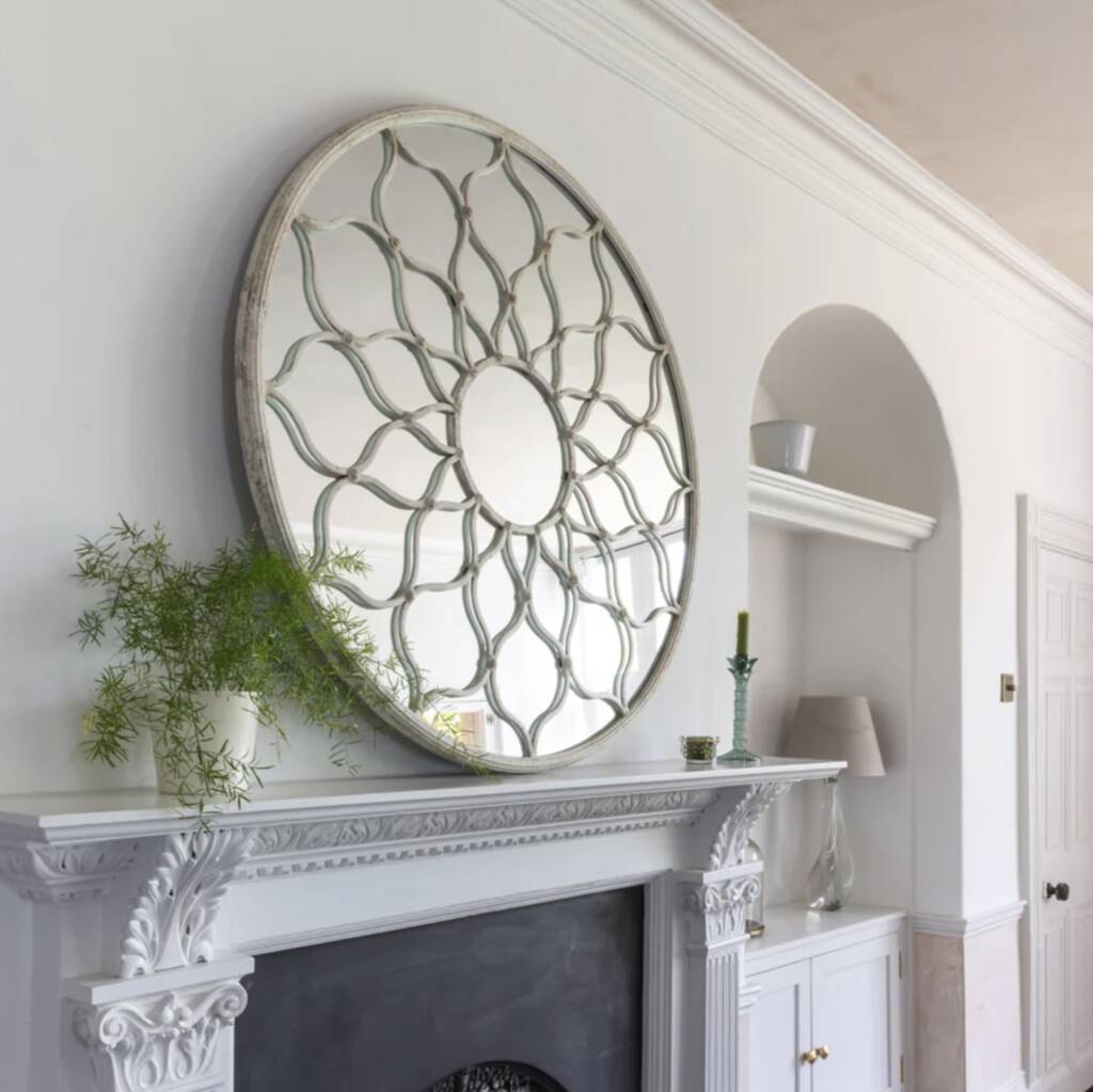 Decorative Round Antique White Mirror