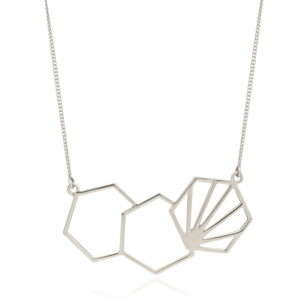 Sterling Silver Serenity Triple Hexagon Necklace